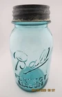 Vintage 1933-62 Aqua Quart BALL PERFECT MASON Jar #9 Zinc Lid Milk Glass Liner