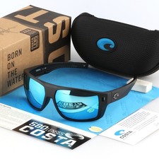 Costa Del Mar Men's Diego Matte Black /Blue Mirror Polarized Sunglasses 580p