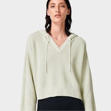 Sweaty Betty Summer Beach Cropped Knit Hoodie Hooded Sweater 8 Green Relaxed