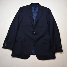 Hart Schaffner Marx 44L Navy 100 Wool Silver Button Blazer Jacket Sport Coat