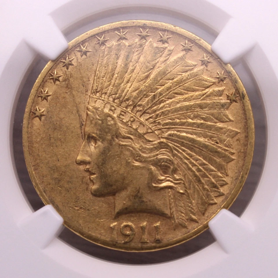 Moneda de oro 1911 D $10 cabeza india Estados Unidos NGC AU55 fecha clave rara