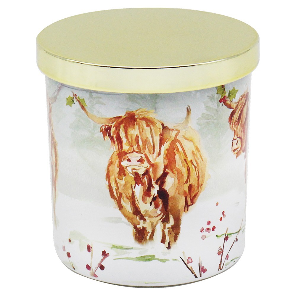 Christmas Highland Cow Candle Cinnamon Hand Poured Soy Wax