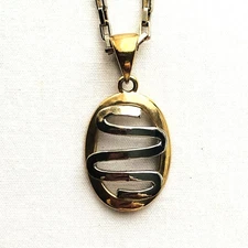 Long Abstract Snake Pendant Necklace Square Chain Modernist Layered Jewelry 32”