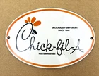 VINTAGE CHICK-FIL-A 10x6.5" FAST FOOD GASOLINE PORCELAIN SODA POP MOTOR OIL SIGN