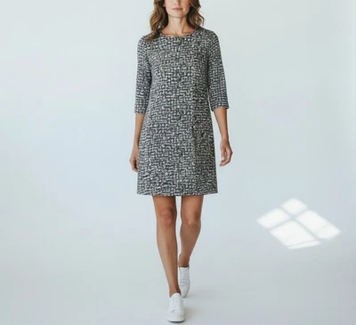 COS Robe Femme (UE) 40 Coupe Fourreau Motif Manches 3/4 Col Carré Gris - Photo 1/4