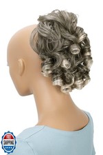 CAISHA Jumbo Hairpiece Scrunchy Updo Voluminous Curly Messy Bun Gray Blond Mi