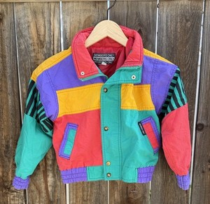 Vintage Kids 90s Colorblock Members ONLY Nylon Winter Jacket Size 8