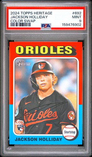 Jackson Holliday 2024 Topps Heritage High Number Color Swap Variations RC PSA 9