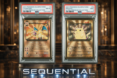 PSA 8 Charizard & PSA 9 Pikachu Celebrations Gold Metal Ultra