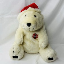 Rare 1993 Coca Cola Polar Bear With Santa Hat Stuff Animal 