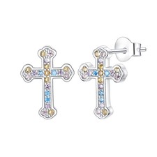 Cross Stud Earrings Fit for Women Hypoallergenic Earrings 925 Sterling Silver Gr