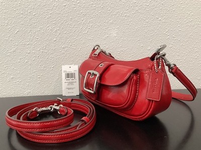 Coach Ashton Mini Leather 7.5'' x 4'' x 2.5'' CDB19 Dark Cardinal 2 Straps Silver