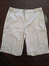 NEW Ralph Lauren Active Women's White Blue Stripe Bermuda Golf Shorts Size 12
