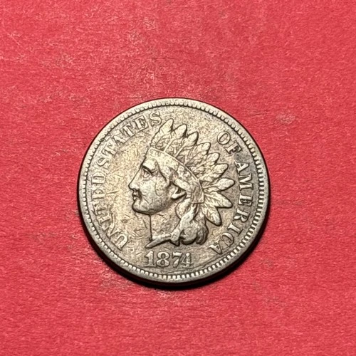 (1) Beautiful Antique 1874 Indian Head Cent/Pennt CHOICE F-FINE