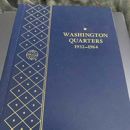 1932 - 1964 WASHINGTON SILVER QUARTERS PARTIAL SET IN WHITMAN ALBUM 8 COINS