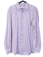 Eton Contemporary Fit Pink Check Long Sleeve Dress Shirt Men  s Size 43 17