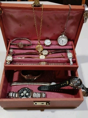 15 Vintage Watches With Vintage MusicalJewelry Box Some Working Some Non Working