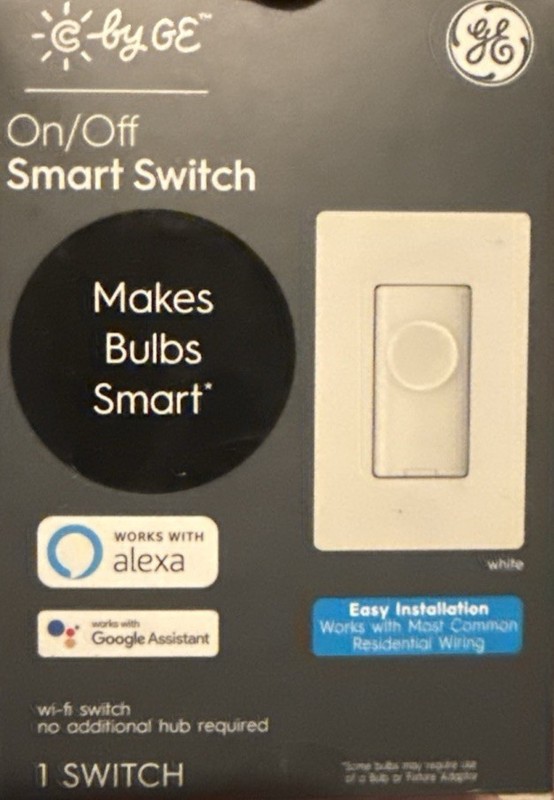 C by GE Wi-Fi On/Off Smart Light Switch, Alexa Google Compatible, White
