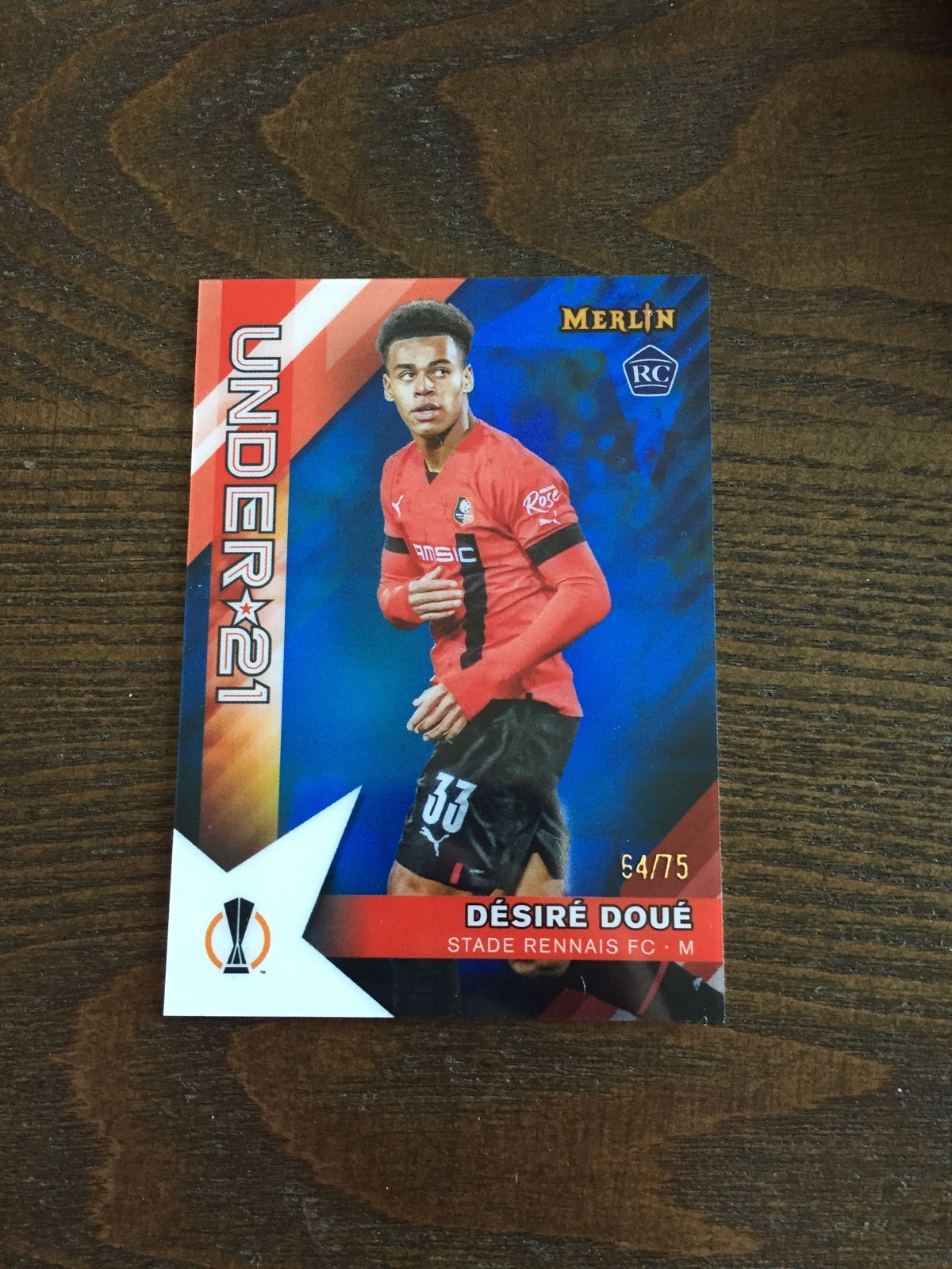 2022-23 Topps Merlin Chrome Desire Doue PSG France Rookie RC U23 Blue 64/75