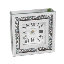 Widdop Silver Crystal Border Mantel Clock Unique Wedding Anniversary Gift Ideas