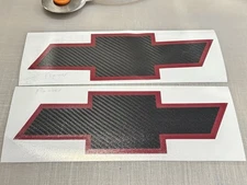 CUSTOM 2-Layer Chevy Bowtie Vinyl Decal 9.7"x3.4" Burgundy & Matte Carbon Fiber