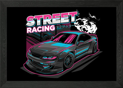 Straßenrennen Drift Auto gerahmtes Wandbild Poster Leinwanddruck Bild