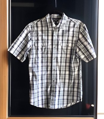 APT. 9 Men's Size S Plaid Short Sleeve Button Front Shirt 100% Cotton BLACK/WHIT