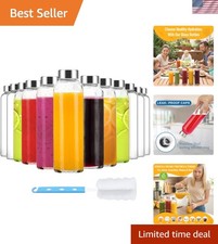 Elegant 18 oz Clear Glass Bottles with Airtight Lids - Dishwasher Safe Set of 12