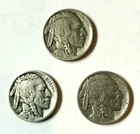 Lot of 3 Harder Date Buffalo Nickels 1913 Type 2, 1915, 1923-S