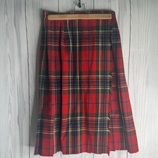 Summit Women's Vintage Skirt Red Tartan Plaid, Size 10 Wool Lining, Pleated