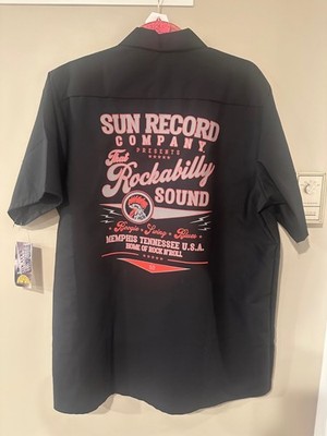 Red Kap Sun Records Rockabilly Work Shirt Black Button Up Short Sleeve L NWT