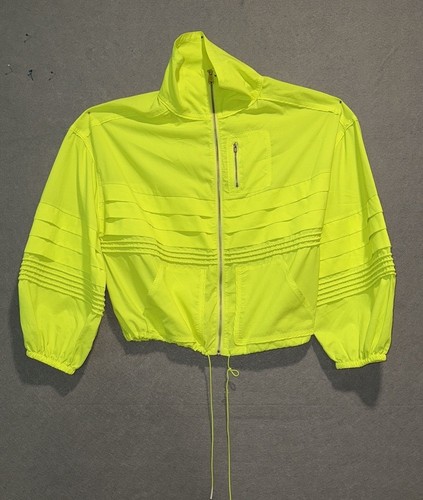Free People Movement neon yellow Check it Out wind breaker full zip small
