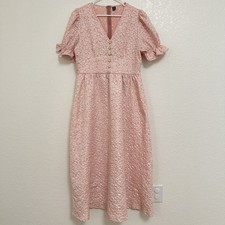 Shein Y2K Babydoll Formal Long Dress Pink Floral Womens 12 Fairy Cottagecore