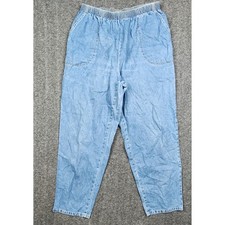 Sport Timer Denim Pants Women 20W Light Blue Elastic Waist High Rise BX00010