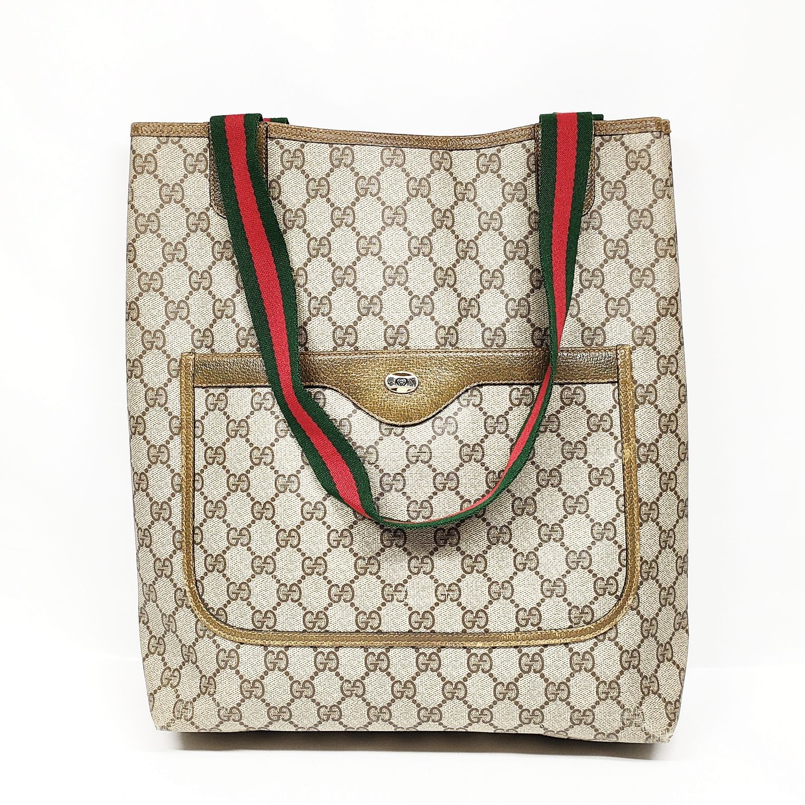 Vintage Gucci Sherry Line Brown PVC Tote Bag 2276235