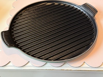 Green Le Creuset Blue #32 Enameled Cast Iron 12.5'' Round BISTRO Grill Pan France