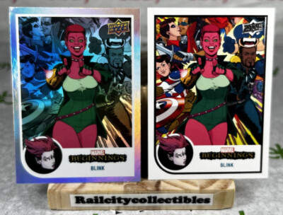 2022 UD Marvel Beginnings Base Rainbow Foil #134 Blink + Base Card
