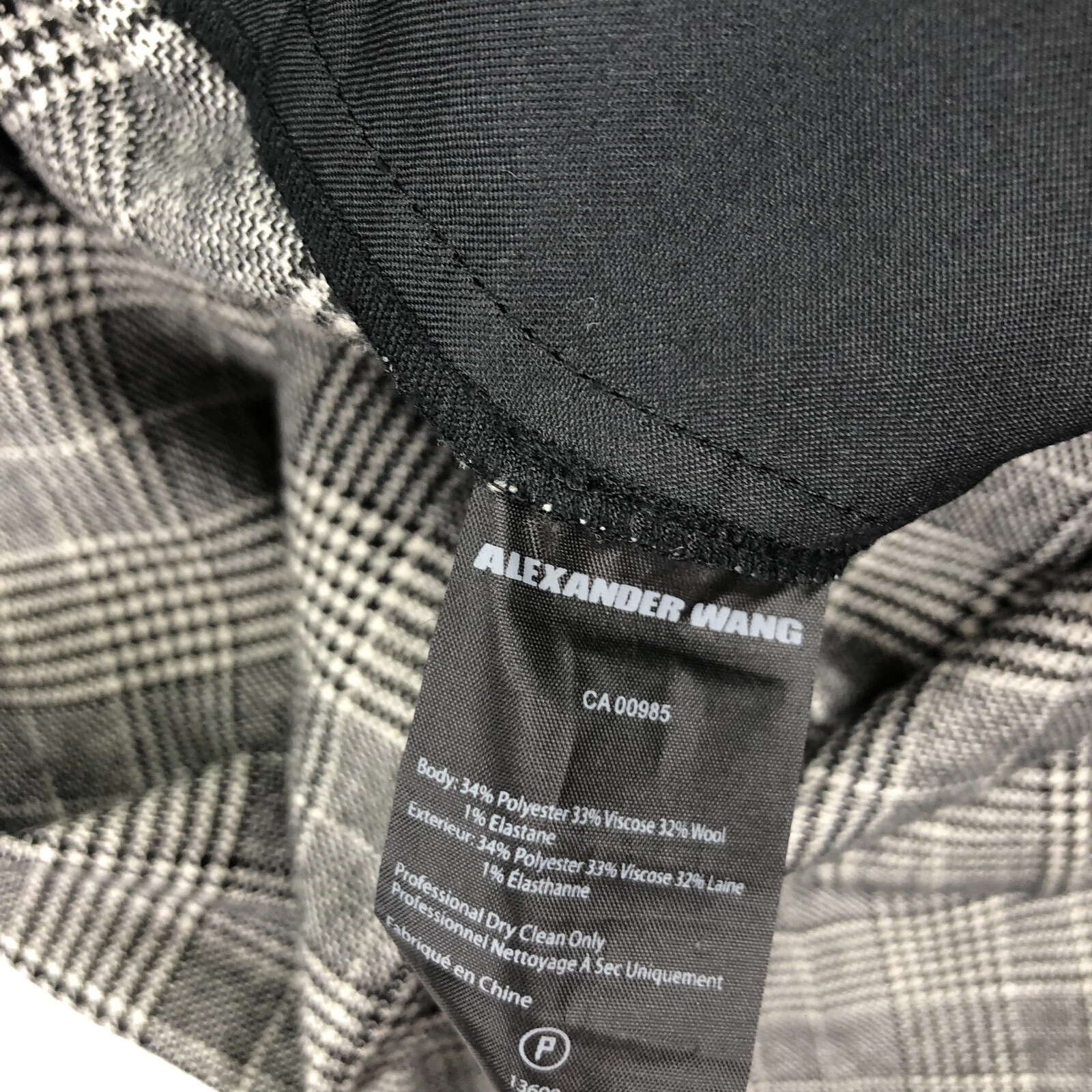 Alexander Wang Pantalone Donna Lana Plaid Caviglia Dritto Grigio • Taglia 8