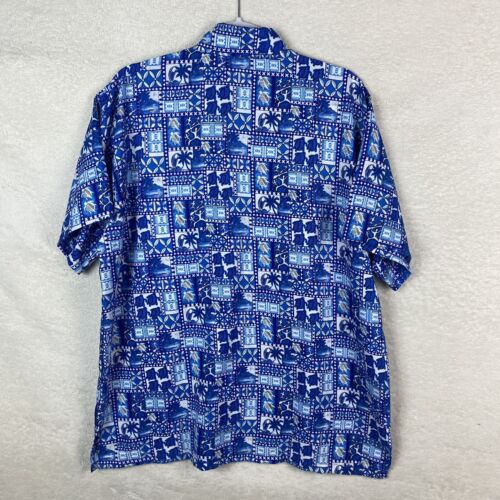 Rima Beach World Short Sleeve Button Up Shirt Blue Hawaiian Turtle Sz L - Picture 2 of 10