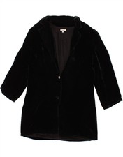 Luisa Spagnoli Womens Velvet 2 Button Blazer Jacket Uk 10 Small Black Ik03