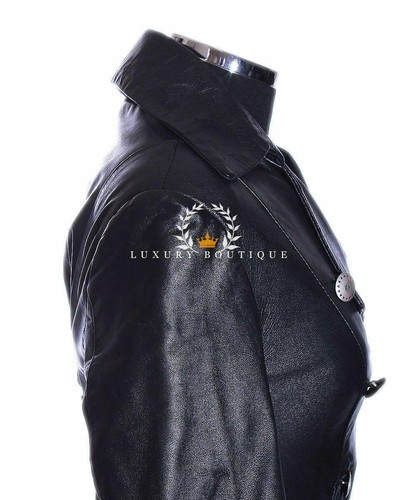 Valentina Black Ladies Designer Military Real en ligne Lambskin Leather Corset Tail Coat