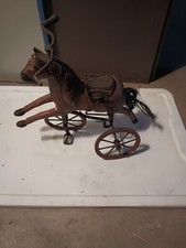 Antique Wooden Horse Tricycle Velocipede Toy Carved Body @Read@ See Photos