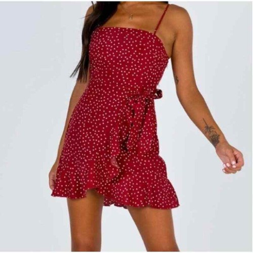 Princess Polly Red Polka Dot Wrap Dress 