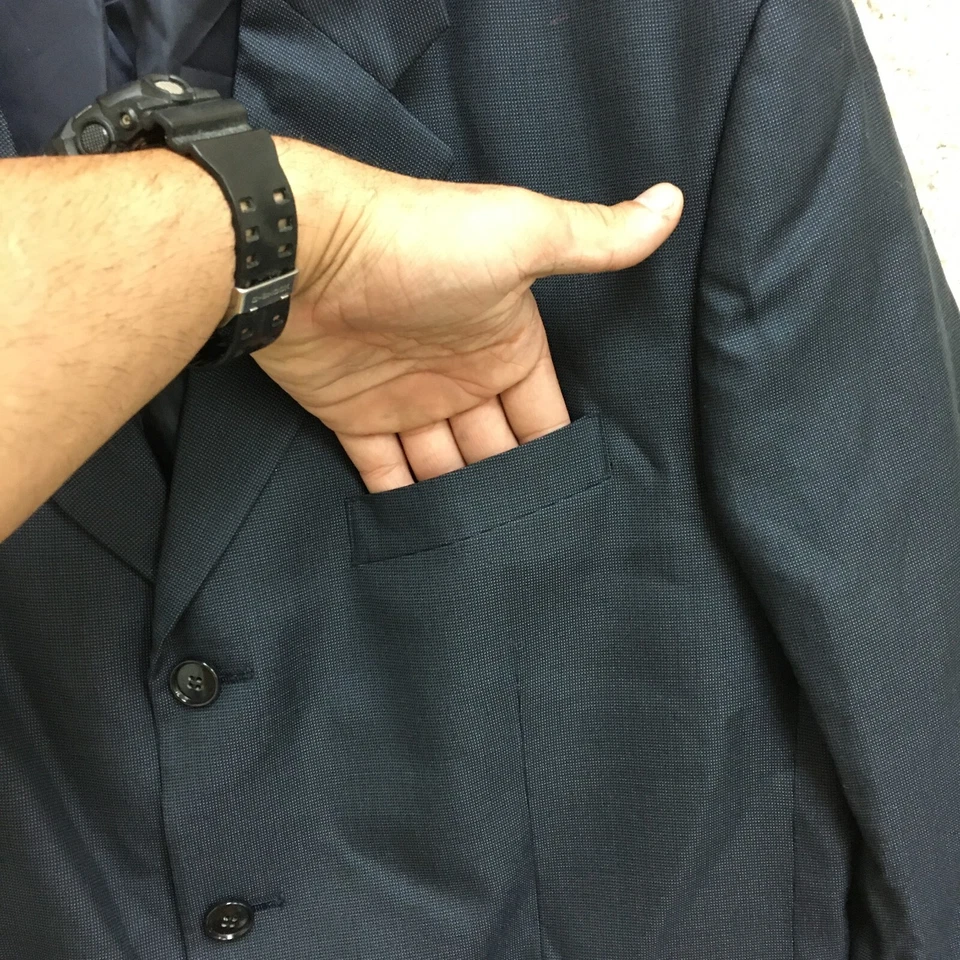 NOVO Jones New York Blazer 43L Masculino Azul Atlético Lã Penteada Jaqueta Terno de Seda - Imagem 4 de 4