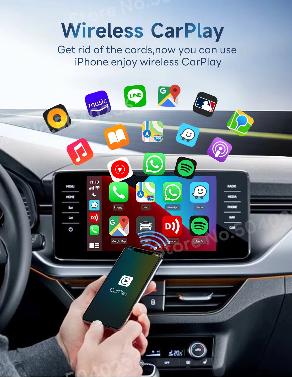CarlinKit 5.0 Wireless CarPlay Android Auto Box WIFI 2.4g/5.8g BT Plug & Play - Miniatura 7