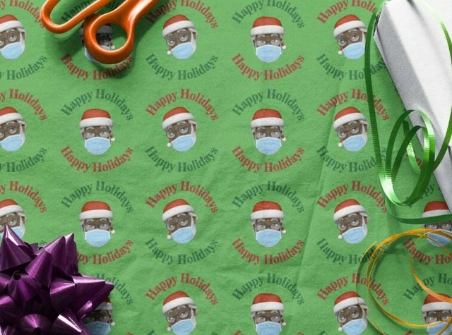 African American Santa And Wreath Christmas Gift Wrapping Paper For Sale Online Ebay