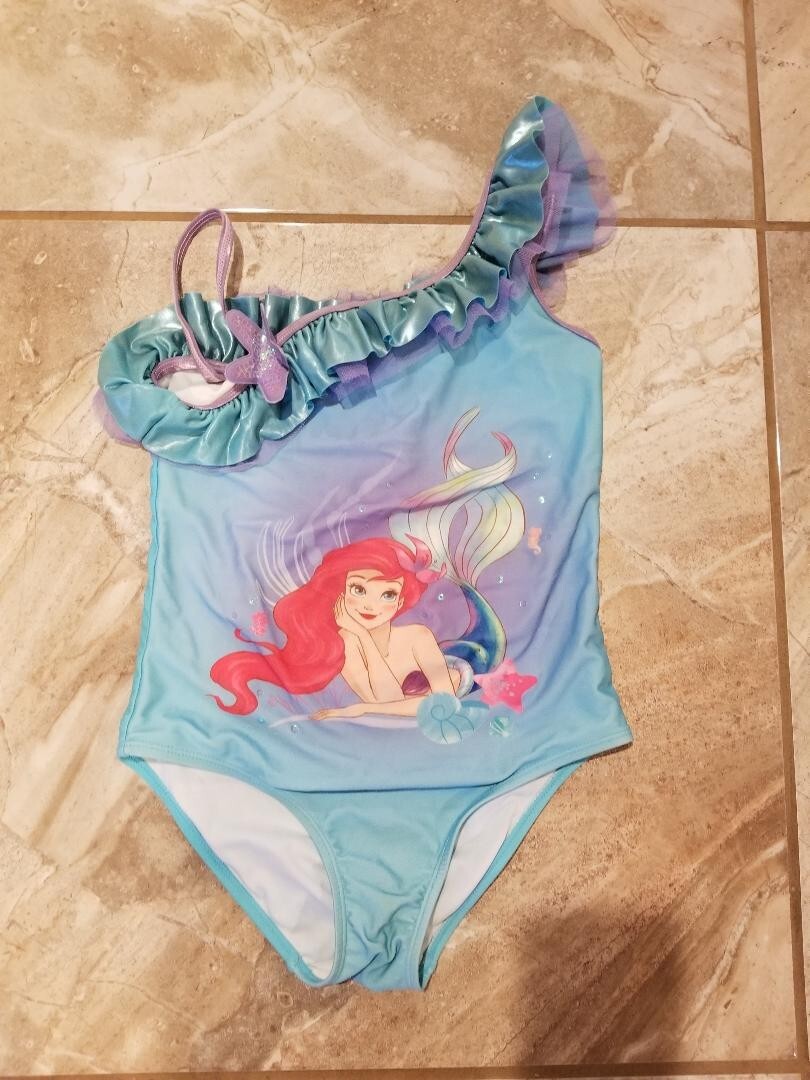 Disney Store Ariel Little Mermaid Pc Ruffled Sequin Swimsuit