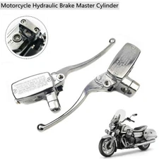 Motorcycle 1"  Handlebar Hydraulic Brake Master Cylinder & Clutch Lever Chrome