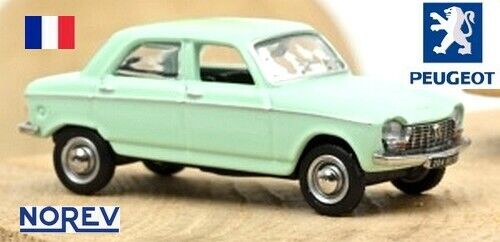 Peugeot 204 berline 4 portes 1966 vert blanc - NOREV - Echelle 1/87 - Ho