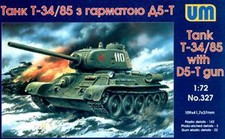 Unimodel 327 - 1/72 T-34/85 Soviet Tank with D5-T Gun WWII Plastic Model UM 327
